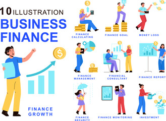 Business Finance Activities Illustration Set