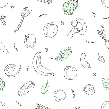 Vector seamless pattern vegetables in doodle style