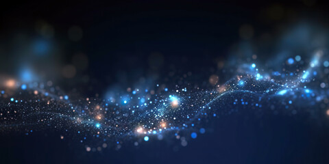 Dark blue and glow particle abstract background