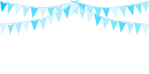 The nice and sweet blue color of garland, bunting flags. Banner background. Baby boy mother's day, father's day, party, greeting, party, baby boy, birthday, winter, October fest concepts.