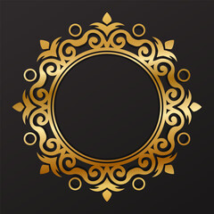 Luxury golden radial vintage ornament frame