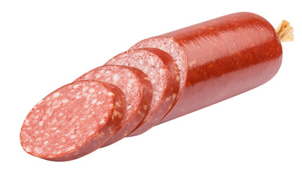 Sliced salami smoked sausage, cut out