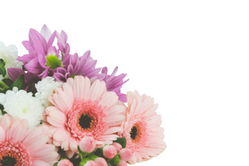 Bukiet pastelowych kwiatów, transparentne tło.
