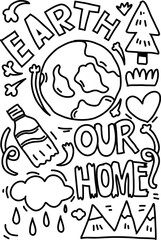 Doodle hand drawn earth our home