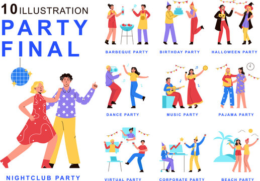 Party Final Celebration Illustration Set