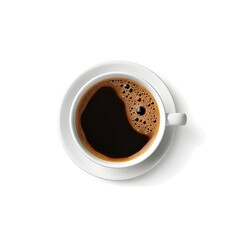 White cup of coffee isolated on white background, coffee on white cup with spoon, Generative AI