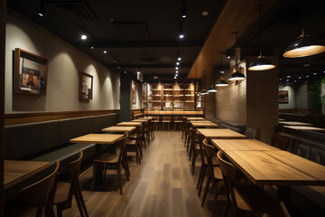 Dark brown tone retro restaurant interior