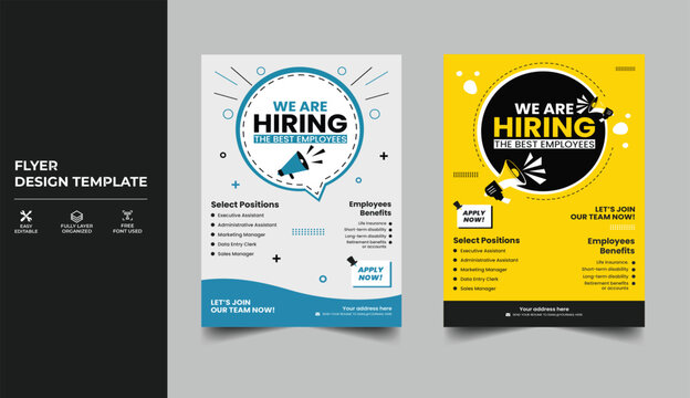 We are hiring Job advertisement flyer, Recruitment advertising template. Recruitment Poster, job flyer design vector