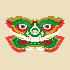 thailand giant yak face graphic pattern design element vector illustration