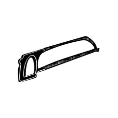 Vector sketch hand drawn silhouette of a hacksaw ,doodle art