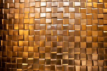 テクスチャ―　金色のタイルの壁面　texture of golden sqare tiles
