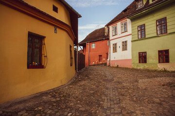 A beautiful medieval citadel city of Sighisoara in the heart of Romania, Transylvania travel destination in Eastern Europe.