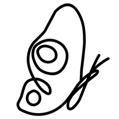 Butterfly outline black silhouette. Linear abstract monochrome . Flying butterfly shape sketch  metamorphosis.