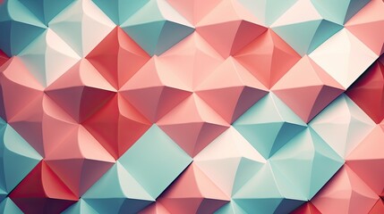 An abstract geometric pattern background of pastel shades captured with a wide-angle lens at midday, displaying a minimalist style using cross-processed film for a retro vibe - Generative ai