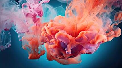 An abstract ink-in-water background with ethereal, flowing forms, captured with a telephoto lens under controlled studio lighting, using cross-processed film for a painterly, artistic - Generative ai