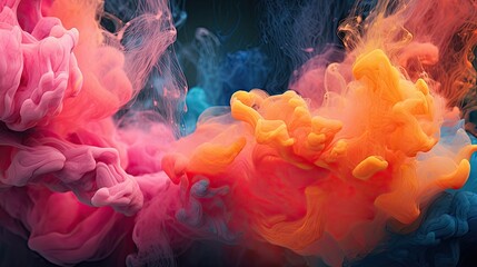 Fototapeta premium An abstract ink-in-water background with ethereal, flowing forms, captured with a telephoto lens under controlled studio lighting, using cross-processed film for a painterly, artistic - Generative ai