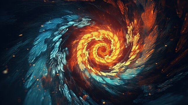 An abstract fractal background displaying a swirling vortex, shot with a macro lens under controlled studio lighting, using a cross-processed film for a trippy, hypnotic effect - Generative ai