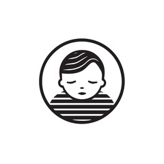 Cartoon children avatar set. Cute diverse kids faces, vector clipart illustration. Logo srtyle, black and white
