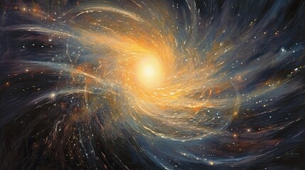 Painting of a spiral galaxy inside of space. GENERATED AI