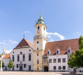 Fototapeta na wymiar The old town hall in Bratislava (Slovak: Stará radnica) one of the oldest buildings in the capital of Slovakia.