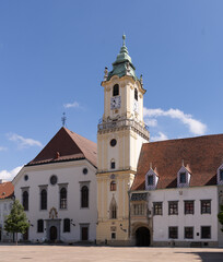 Fototapeta na wymiar The old town hall in Bratislava (Slovak: Stará radnica) one of the oldest buildings in the capital of Slovakia.