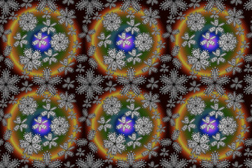 Fototapeta na wymiar pano seamless raster floral pattern with white doodles flowers