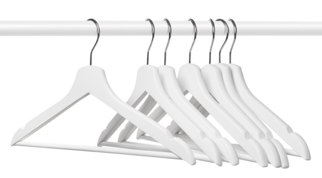 White hangers on white rod, cut out