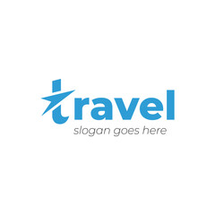 Fototapeta premium paper airplane travel logo type