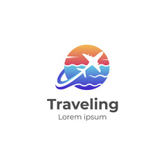 Air travel logo icon design with airplane element for travel agency, transport, logistics delivery logo design