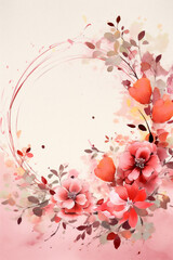 Obraz na płótnie Canvas watercolor pink cherry blossom on beige background with copy space, ai generated