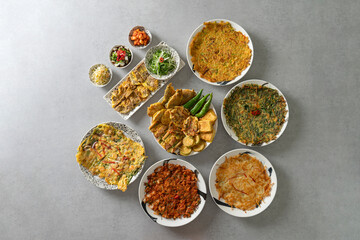 combination pancake Beef meat pancake Korean food dish Leek Pancake Potato Pancakes Kimchi Pancake a green young pumpkin Seafood and Green Onion Pancake Seafood