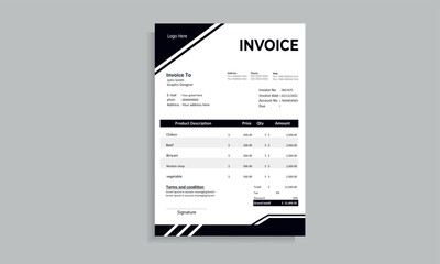 Invoice minimal design template.