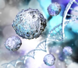 stem cells, hematopoietic cells, medical background,
3D rendering 