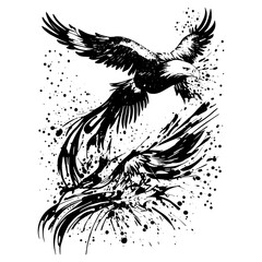 Flying Eagle Splatter Silhouette Illustration Art Design