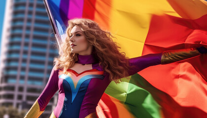 Naklejka premium LGBT community concept celebrating the diversity at the pride month. Generative AI illustrations
