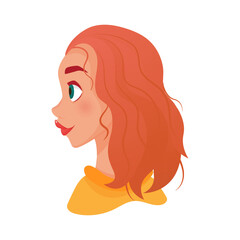cartoon portrait of a beauty woman with  hair