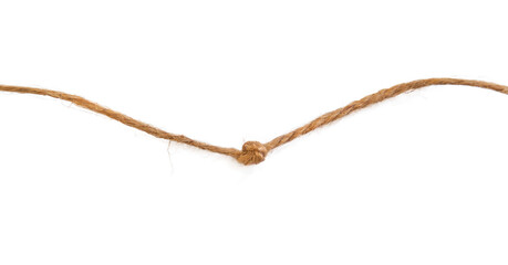 Thread burlap isolate on white background. Selective focus. Old.