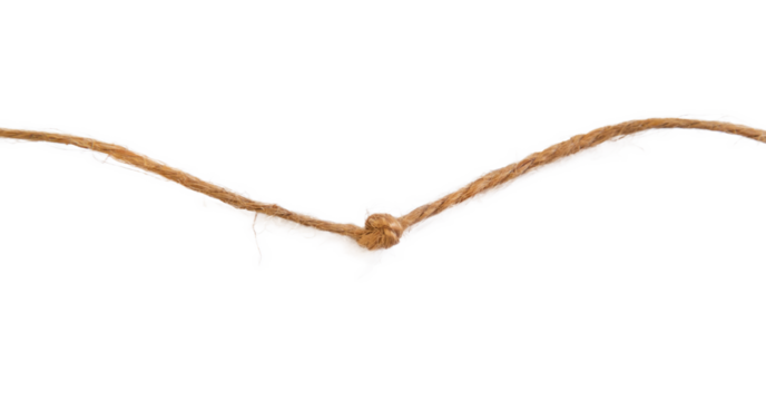 Thread burlap isolate on white background. Selective focus. Old.