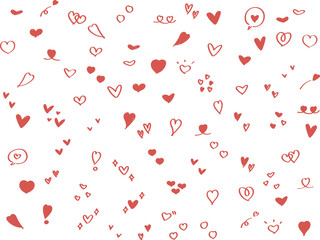 かわいい手書きのハートのアイコン　Cute hand drawn heart icon set