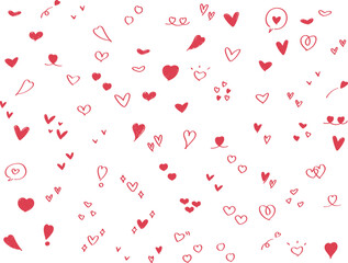かわいい手書きのハートのアイコン　Cute hand drawn heart icon set
