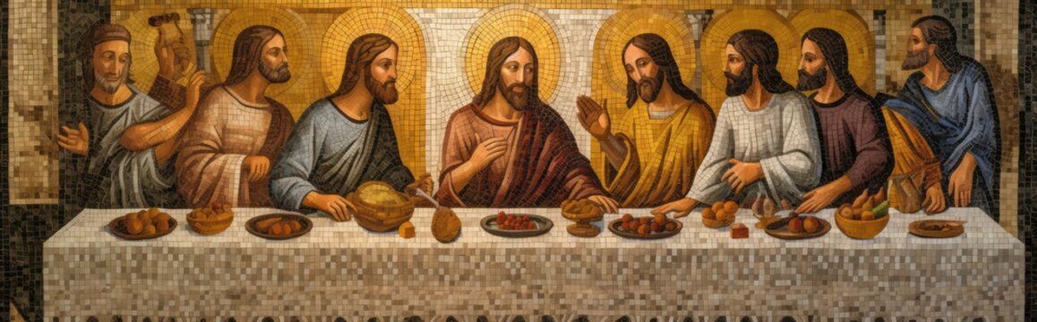 The Last Supper of Jesus and the 12 Apostles, ai generative