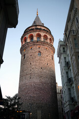 Fototapeta na wymiar The exterior of the historical Galata Tower in Beyoglu, Istanbul