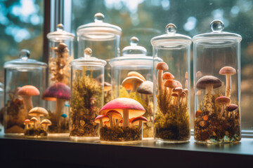 Lab research into psychedelic mushroom therapy | mushrooms in mason jars