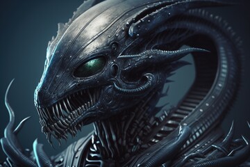 3D illustration of an alien dragon