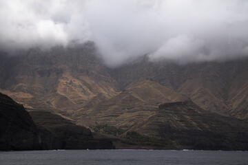 Gran Canaria, steep eroded north west coast of  Agaete municipality, view from Puerto de Las...