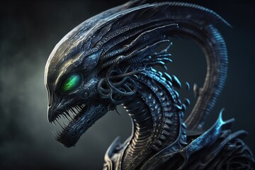 3D illustration of an alien dragon