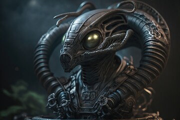 3D illustration of an alien dragon