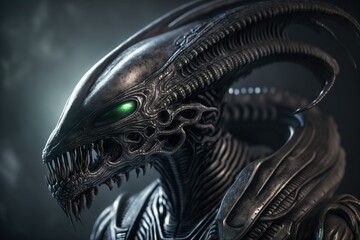 3D illustration of an alien dragon