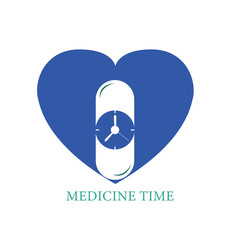 Time with pill vector logo template. Suitable for business. pharmacy, healthy, web and design