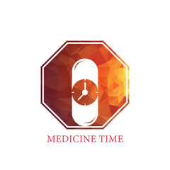 Time with pill vector logo template. Suitable for business. pharmacy, healthy, web and design